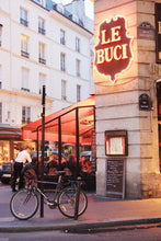 Load image into Gallery viewer, Café Le Buci rue Dauphine Saint Germain Paris evening 
