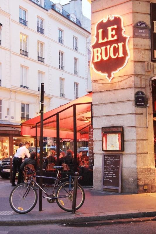 Café Le Buci rue Dauphine Saint Germain Paris evening 