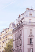 Load image into Gallery viewer, Seventh 7th arrondissement Haussmann buildings near the Eiffel Tower Paris France pastel pink 

