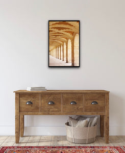 arched gallery at the place des vosges in the marais paris france. wall art photography