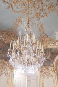 Chandelier and ceiling at the Hôtel de Soubise, Le Marais, Paris France photograph